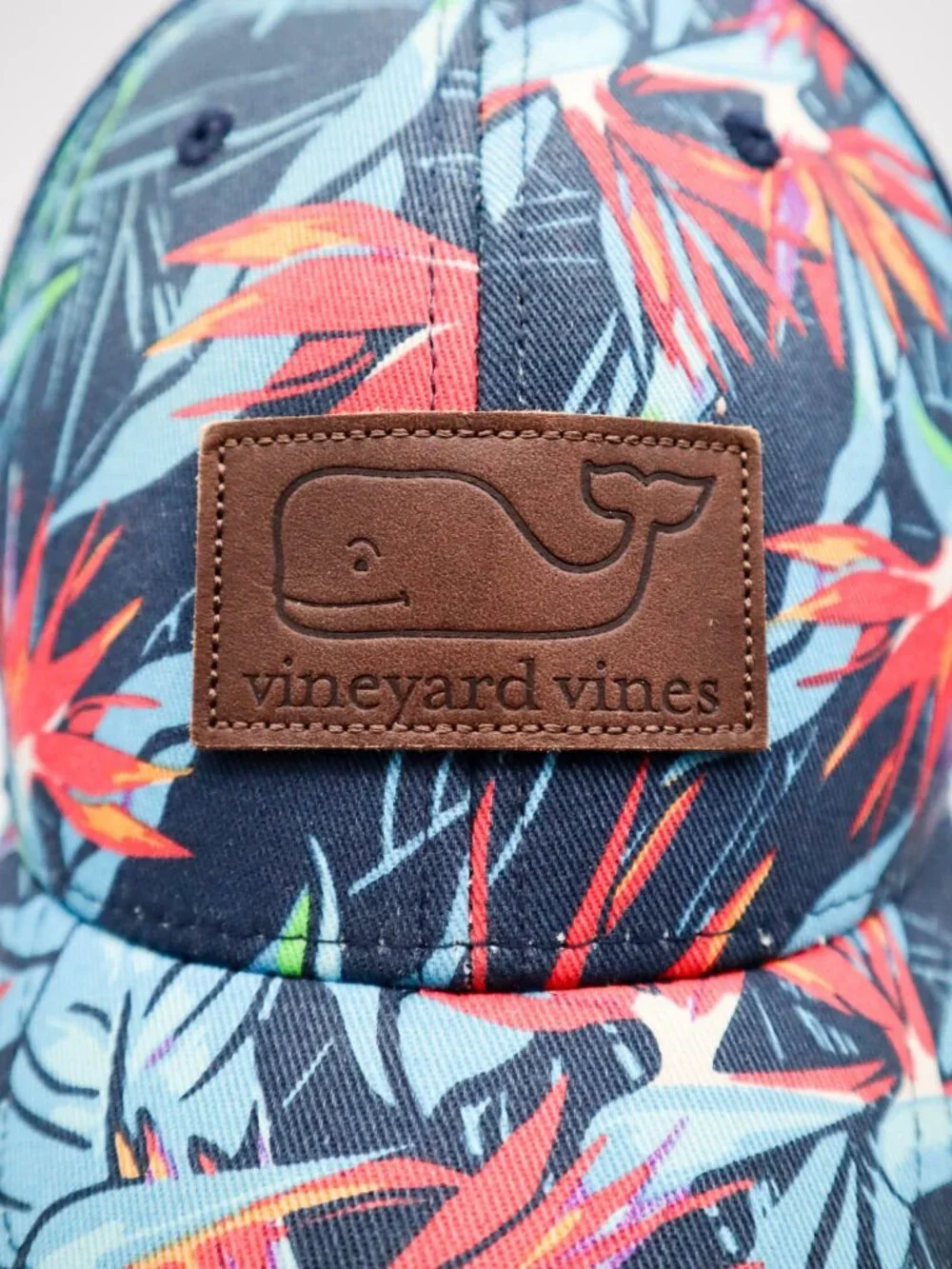 Vineyard Vines Snapback Trucker Hat Whale Logo Tropical Hawaiian Floral Print